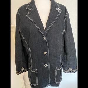 Trousers Etc. Black Jean jacket detailing